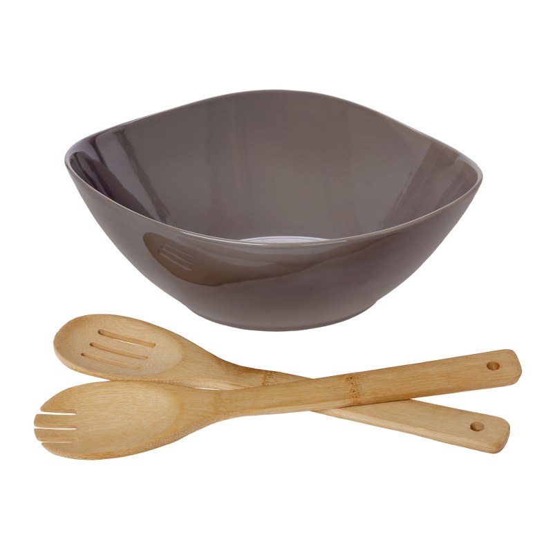 Σαλατιέρα Πορσελάνης Με Σετ Κουτάλες Bamboo 29x11,5εκ. CRYSPO TRIO 26.000.933 (Υλικό: Πορσελάνη, Χρώμα: Γκρι) - CRYSPO TRIO - 26.000.933